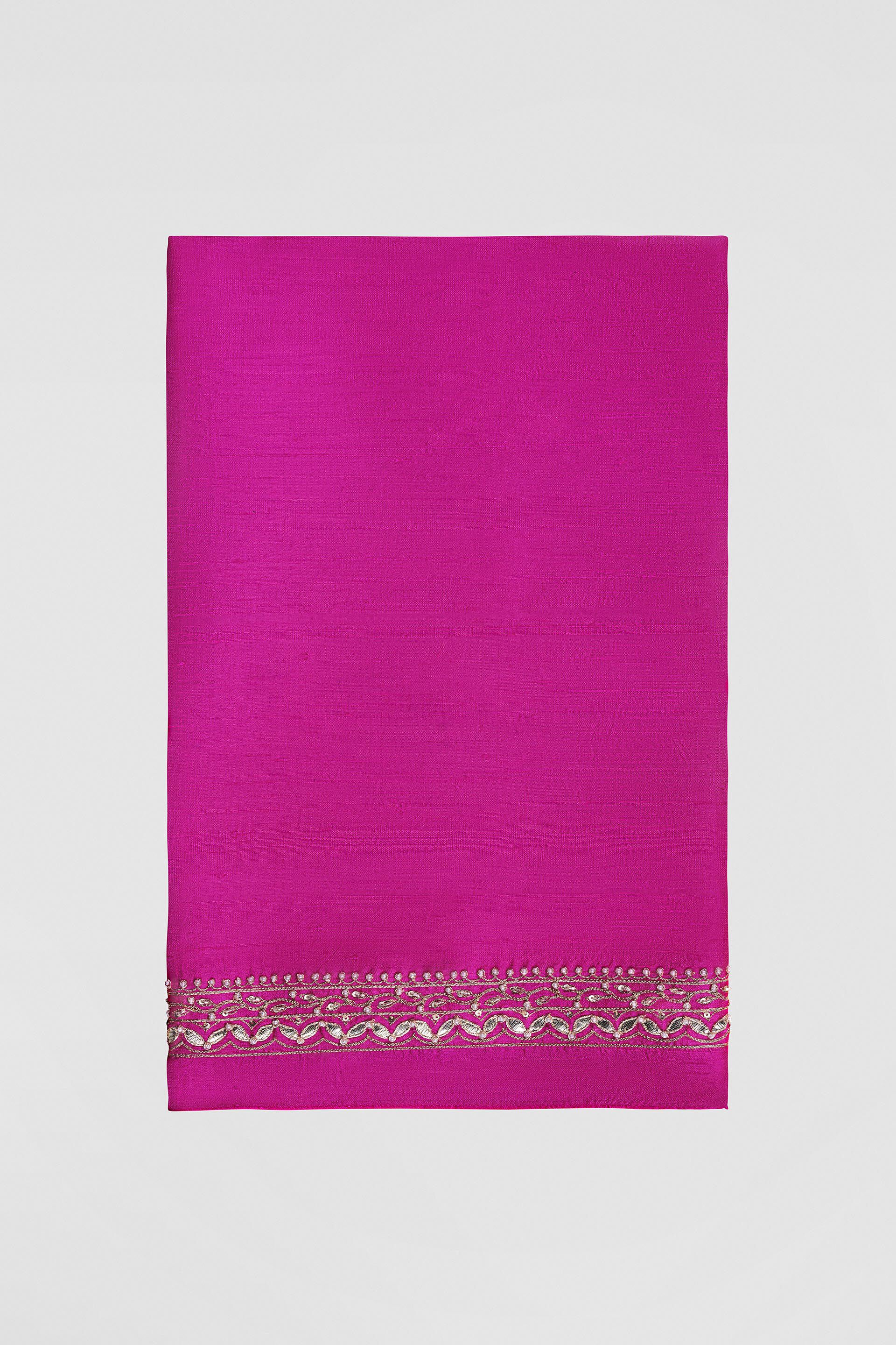 Anushna Handcrafted Badla Georgette Saree - Hot Pink, Hot Pink, image 4